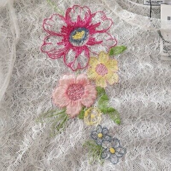 Zara Floral Embroidered Sheer Lace Top - Picture 7 of 8